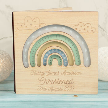 Pastel Rainbow Birthday Engraved Wooden Greetings Card, 2 of 6