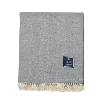 Kendal Long Supersoft Merino Wool Herringbone Blanket, 7 of 12