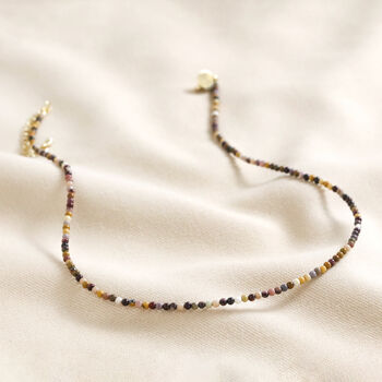 Delicate Brown Stone Beaded Necklace, 5 of 5