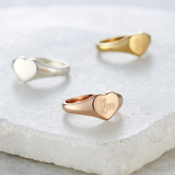 Personalised Engraved Heart Signet Ring, 5 of 11