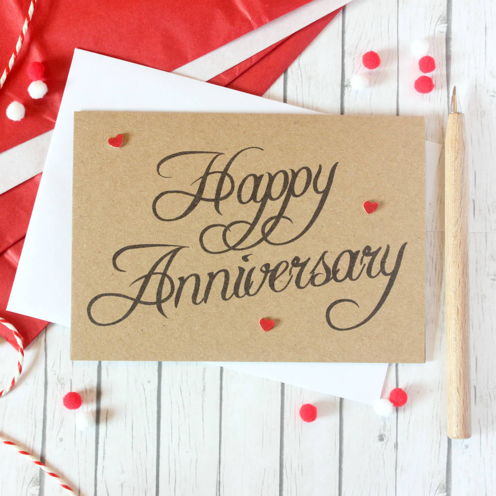 Personalised Happy Anniversary Card With Love Hearts By Little Silverleaf