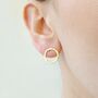 Hammered Gold Circle Stud Earrings, thumbnail 2 of 3