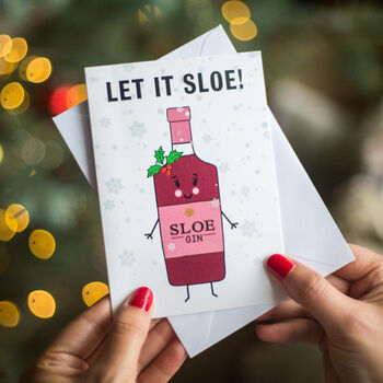'Let It Sloe' Funny Gin Christmas Card, 2 of 3