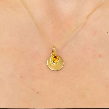 Yellow Gold Plated November Citrine Birthstone Necklace, 4 of 12