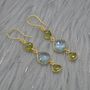 Peridot Blue Topaz Gold Plated 925 Silver Earrings, thumbnail 2 of 5