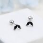 Sterling Silver Black Cz Marquise Leaf Duo Barbell Earrings, thumbnail 1 of 9