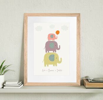 Personalised Elephant Family Print, 7 of 9