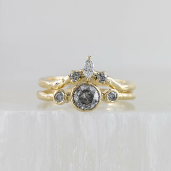 'Sylvie' Salt And Pepper Diamond Engagement Ring, 8 of 11