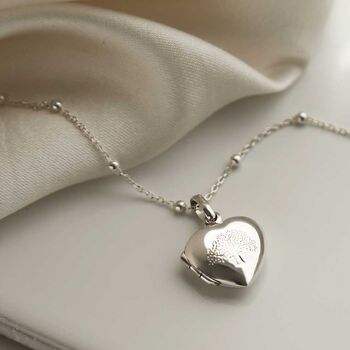 Sterling Silver Tree Heart Locket Necklace, 5 of 10