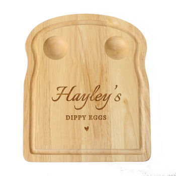 Personalised Heart Dippy Egg And Soldiers Toast Board, 5 of 5