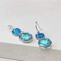 Silver Plated Rectangle Glass Drop Earrings, thumbnail 2 of 4