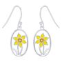 Sterling Silver Enamel Daffodil Oval Drop Earrings, thumbnail 7 of 11