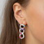 Rainbow Coloured Chunky Cuban Chain Earrings, thumbnail 1 of 6