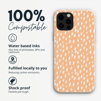 Orange Rain Dots Biodegradable Phone Case, 2 of 8