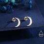 Sterling Silver Crescent Moon Stud Earrings, thumbnail 1 of 9