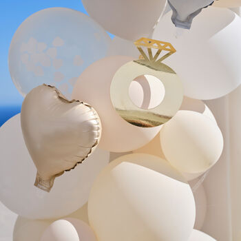 Cream, Grey And Confetti Engagement Party Balloon Arch, 2 of 4
