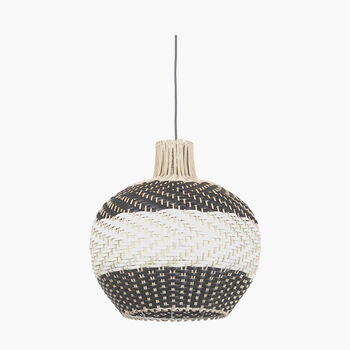 Natural Rattan Black White Woven Pendant Ceiling Light, 3 of 8