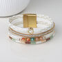 Gold Plated White Multistrand Bracelet With Warm Earthy Pastel Crystals, thumbnail 1 of 6