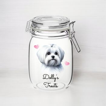 Personalised Maltese Kilner Style Dog Treat Jar, 2 of 2