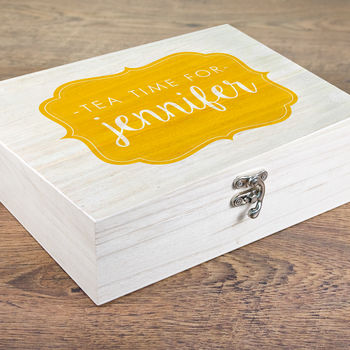 Personalised Wooden Tea Box Filled With Tea, 4 of 5