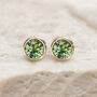 Yellow Gold Plated August Peridot Birthstone Stud Earrings, thumbnail 4 of 8