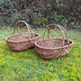 Set Of Two Large Willow Wicker Garden Trug Baskets, thumbnail 1 of 8