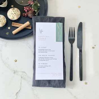 Gold Foil Christmas Menu With Place Card, 2 of 6