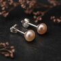 Sterling Silver Pale Pink Freshwater Pearl Stud Earrings, thumbnail 2 of 8