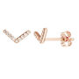 Rose Gold Cubic Zirconia Chevron Stud Earrings, thumbnail 2 of 5