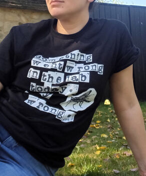 Retro Sci Fi Horror Graphic Tee 'Something Went Wrong In The Lab' Unisex T Shirt, 4 of 5