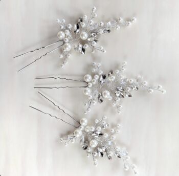 Pearl And Crystal Bridal Hair Pin Set, 3 of 4