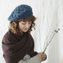 Fair Trade Cable Handknit Wool Jersey Lined Beret Hat, thumbnail 6 of 12
