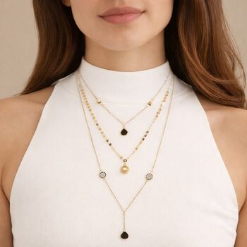 Long Gold Plated Multi Strand Blue Chalcedony Necklace, 6 of 9