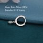 Sterling Silver Dangling Black Opal Hoop Earrings, thumbnail 3 of 12