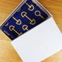 Equestrian Snaffle Bit Print Scarf | Navy Blue And Yellow, thumbnail 3 of 6