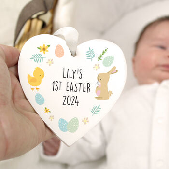 Personalised First Easter Heart Hanging Decoration, 2 of 4