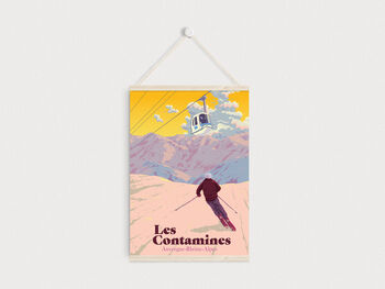 Les Contamines Ski Resort France Travel Poster Print, 6 of 8