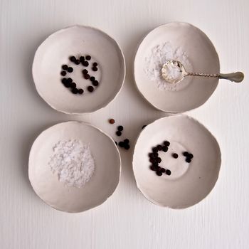 Handmade White Satin Ceramic Salt /Spice/ Ring Dish, 4 of 6
