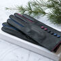 Soft Black Leather Gloves With Colour Detail, thumbnail 2 of 7