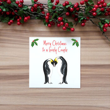 Personalised Penguin Couple Christmas Card, 6 of 7