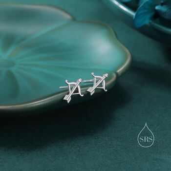 Bow And Arrow Stud Earrings In Sterling Silver, 4 of 12