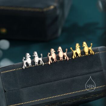 Sterling Silver Tiny Poodle Dog Stud Earrings, 7 of 12