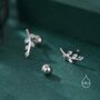 Tiny Leaf Screw Back Earrings In Sterling Silver, thumbnail 4 of 9