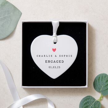 Personalised Engagement Ceramic Heart Gift, 2 of 8
