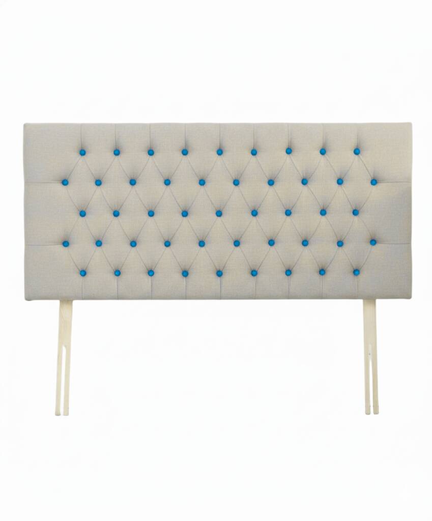 Upholstered Linen Single Headboard With Contrast Button Tufting, 1 of 11