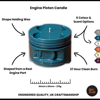 Engine Piston Candle | Car Gift For Porsche, Bmw, Mercedes Audi Lovers | Car Guy | Jdm Man Cave Decor | Mechanic Gifts | Car Gifts For Petrolheads, 3 of 11