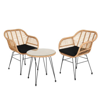 Three Piece Wicker Rattan Outdoor Patio Set, 4 of 12