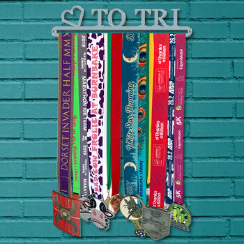 'Love To Tri' Medal Hanger Holder Wall Display, 2 of 4
