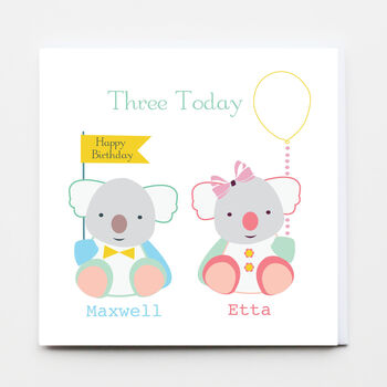 Happy Birthday Personalised Twins Boy And Girl Cards, 2 of 3