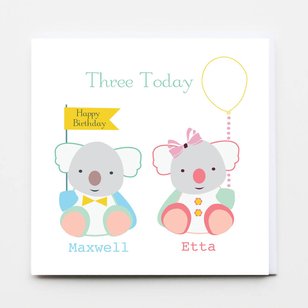 Happy Birthday Personalised Twins Boy And Girl Cards By Buttongirl Designs Notonthehighstreet Com